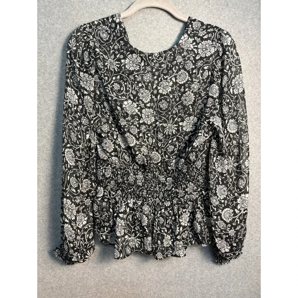 Old‎ Navy Floral Peplum Blouse Women Medium Whimsigoth Fairy Grunge Boho